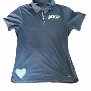 Aris woman Navy Polo with Heart Detail Toyota Yaris. Vintage